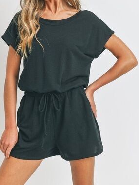 Cherish Black Short Sleeve Romper